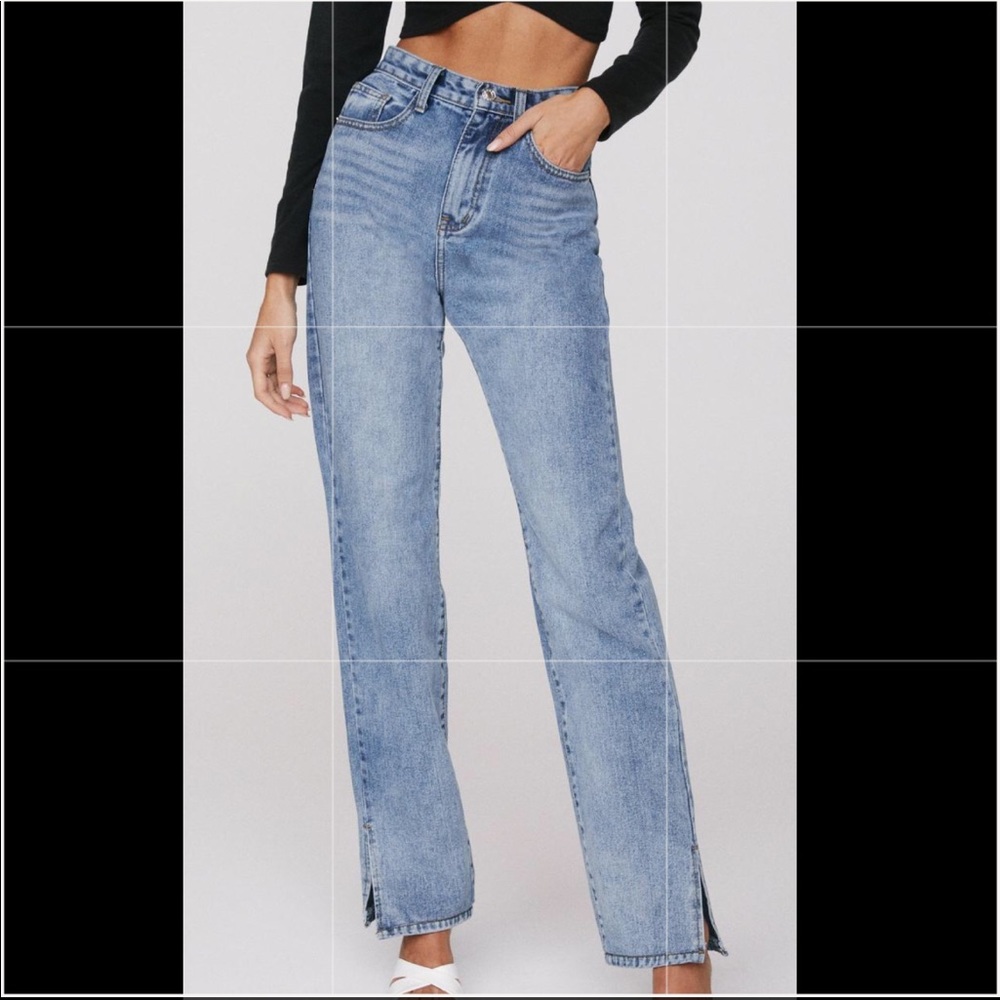 Nasty gal slit hem straight leg jeans